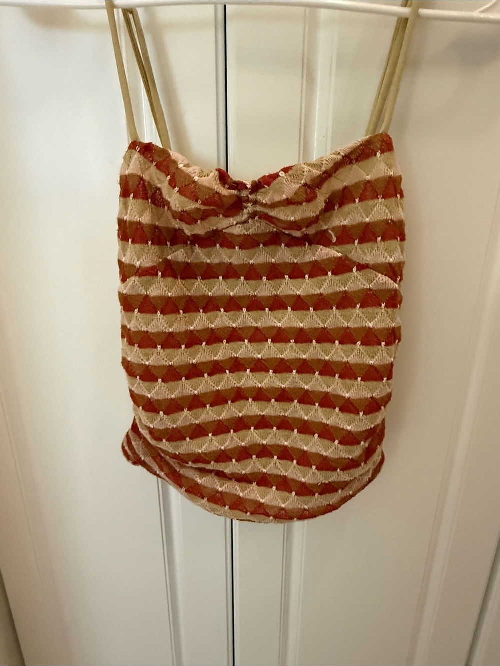 Free People Rust and Cream Striped Knit Cami